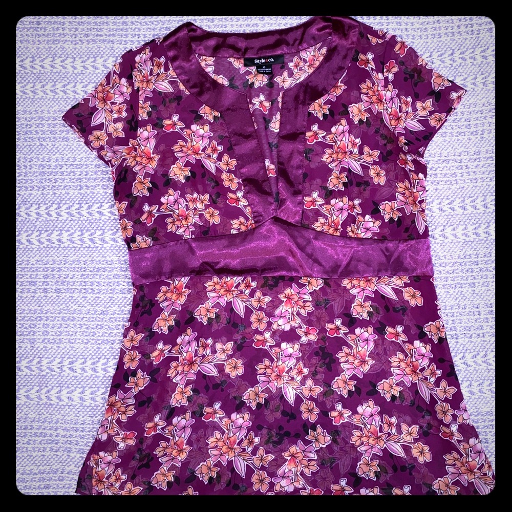 Style & Co. Sheer Floral Blouse